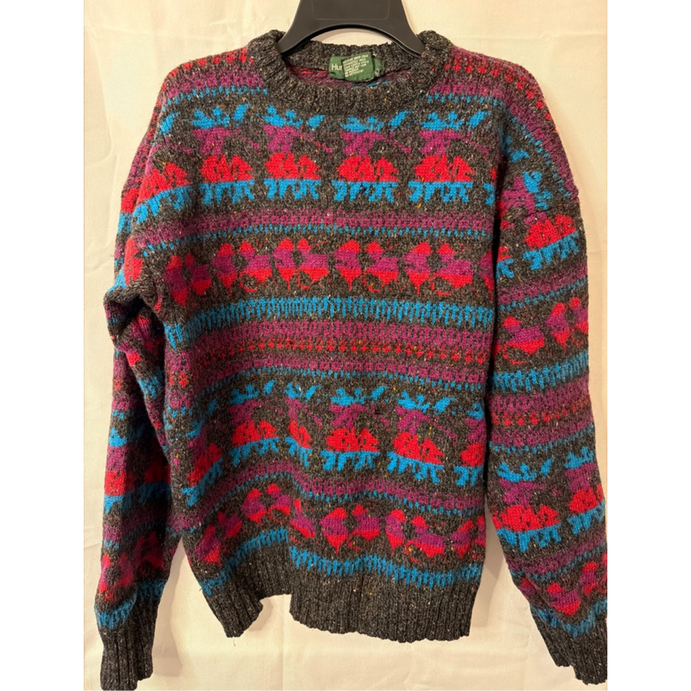 Vintage Wool-Blend Men’s Crewneck Fair Isle Sweater Hunt Club JCPenney Large